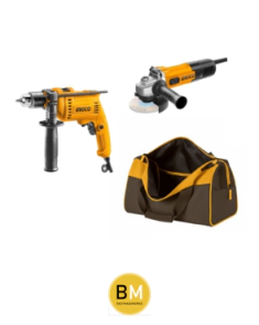 KIT AMOLADORA 710W + TALADRO 600W + BOLSO